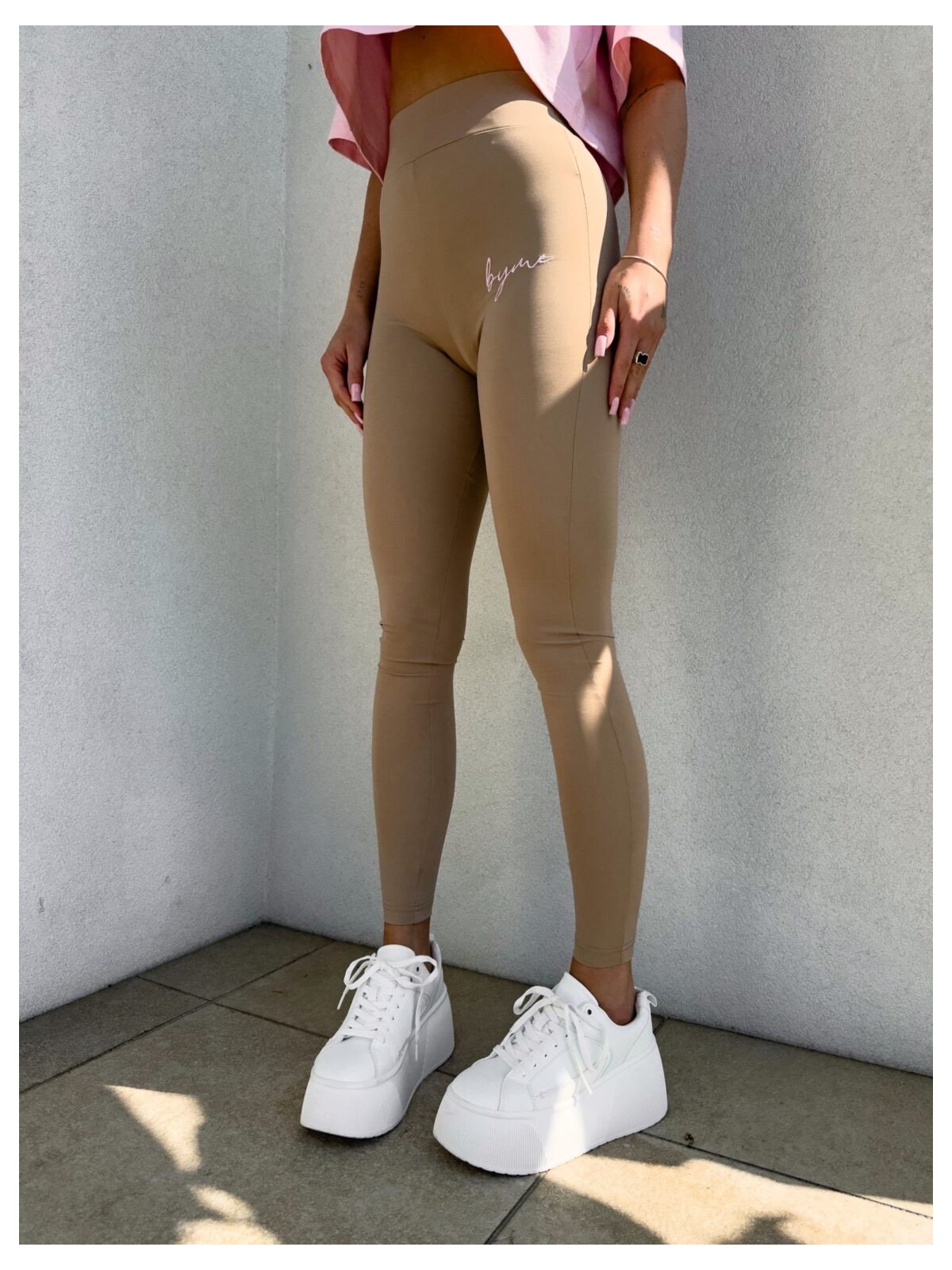 Legginsy DUAL, ciemny beż