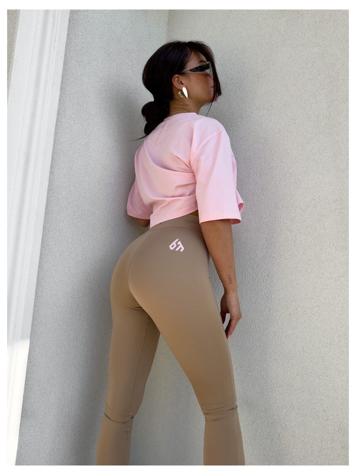 Legginsy DUAL, ciemny beż