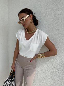 Bluzka KIESZONKI, ecru