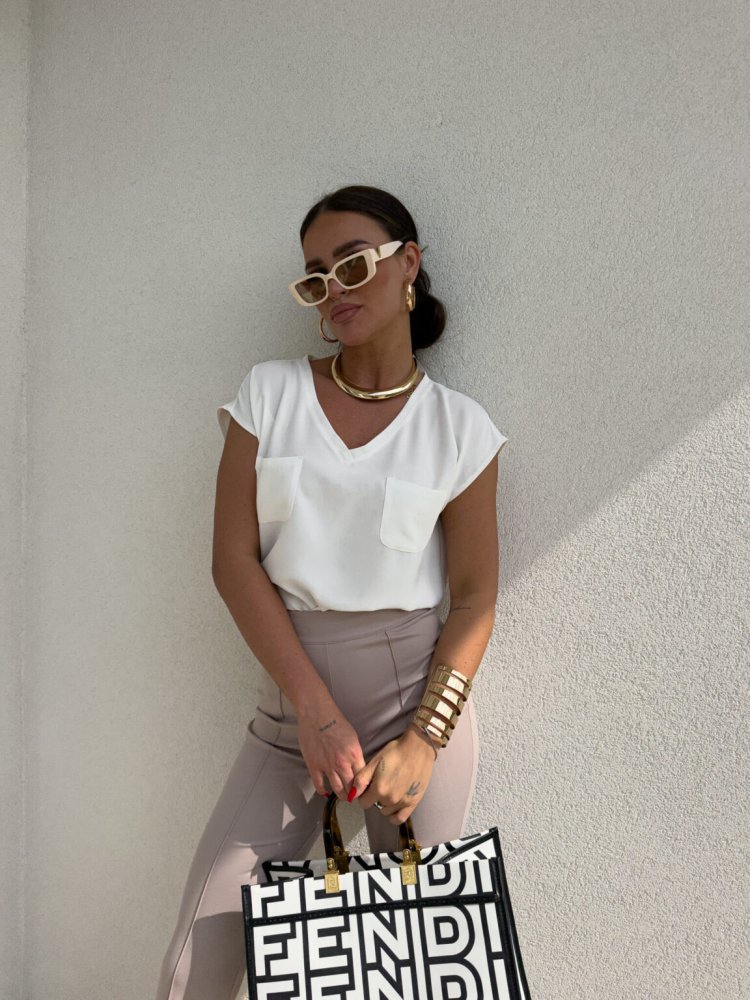 Bluzka KIESZONKI, ecru