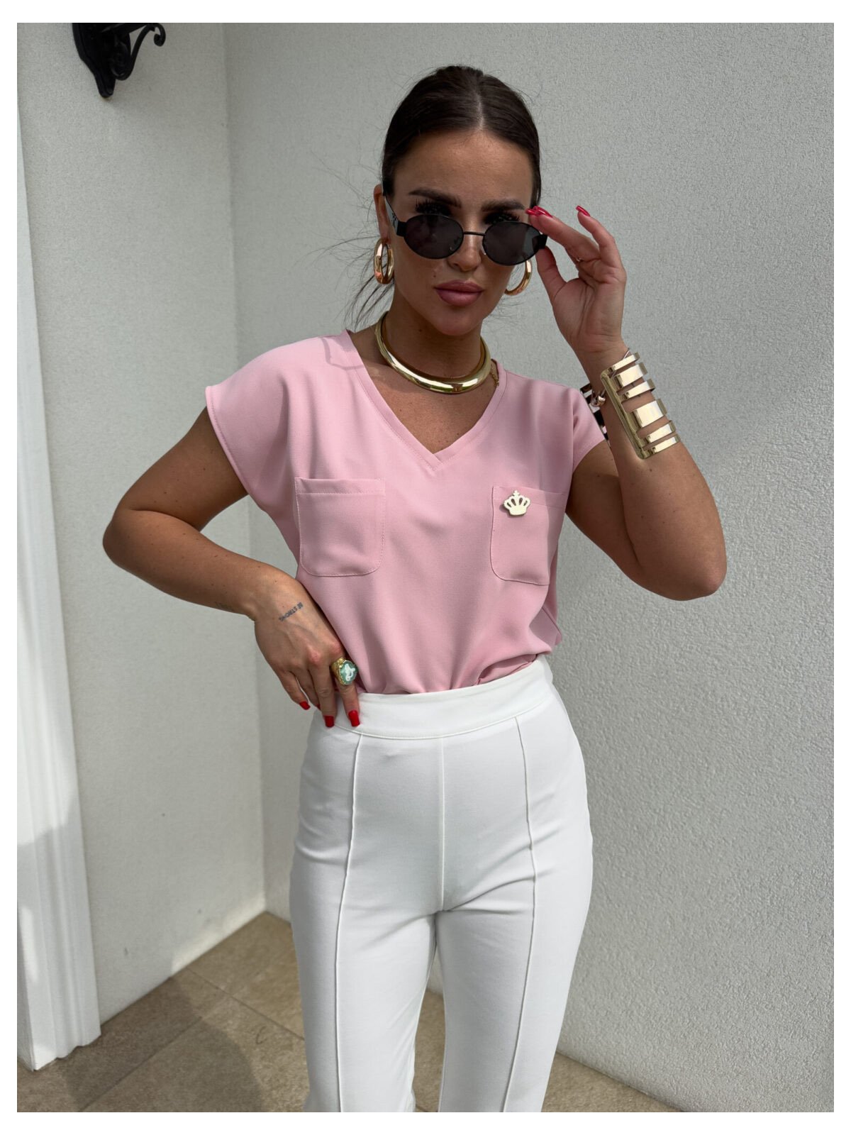 Bluzka KIESZONKI, jasny róż