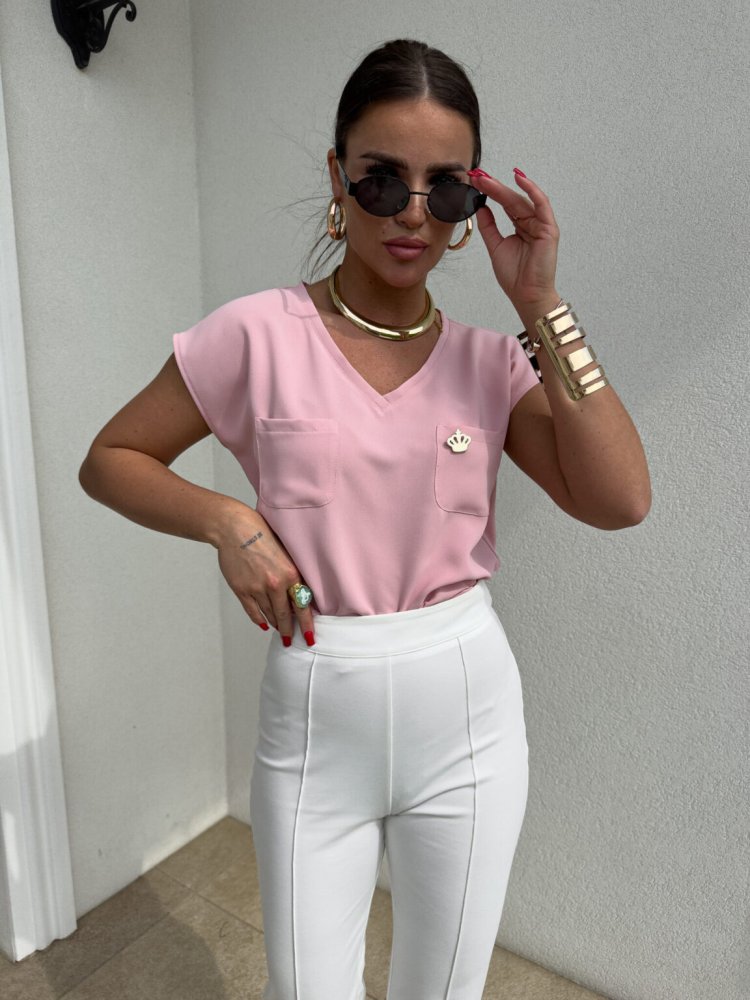 Bluzka KIESZONKI, jasny róż