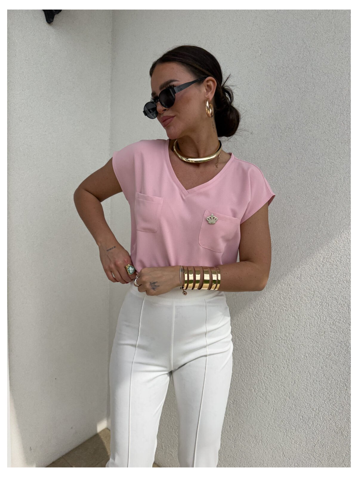 Bluzka KIESZONKI, jasny róż