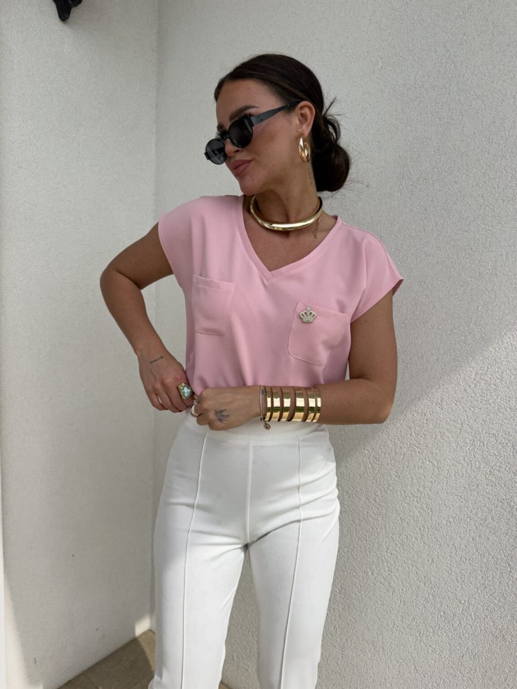 Bluzka KIESZONKI, jasny róż