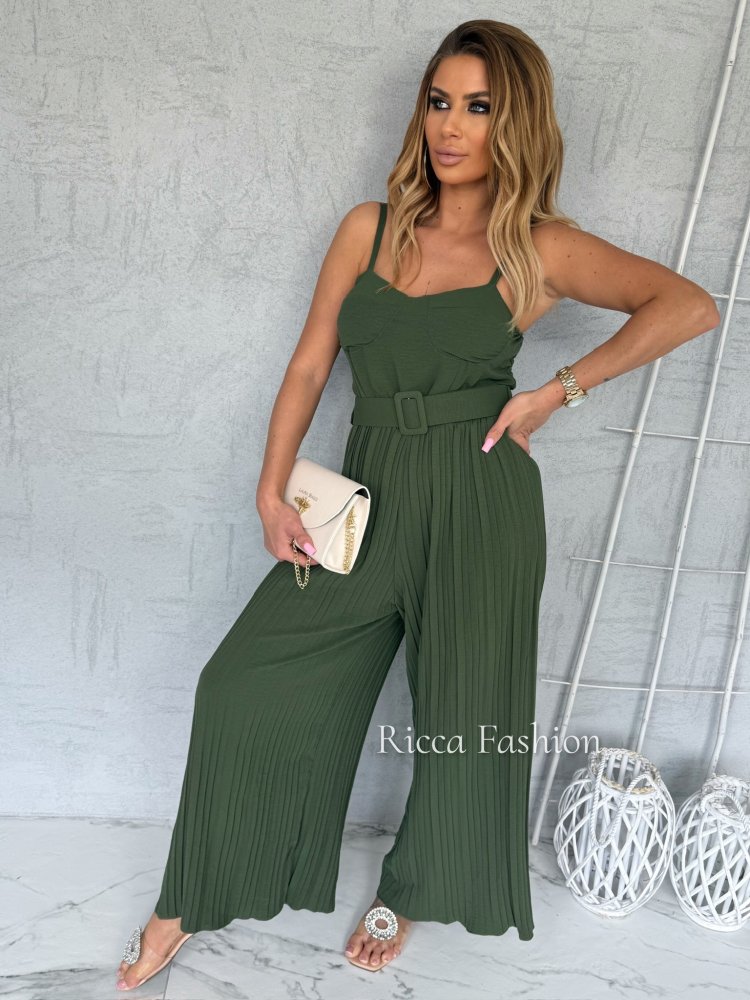 Kombinezon plisowany CAMILLE, khaki