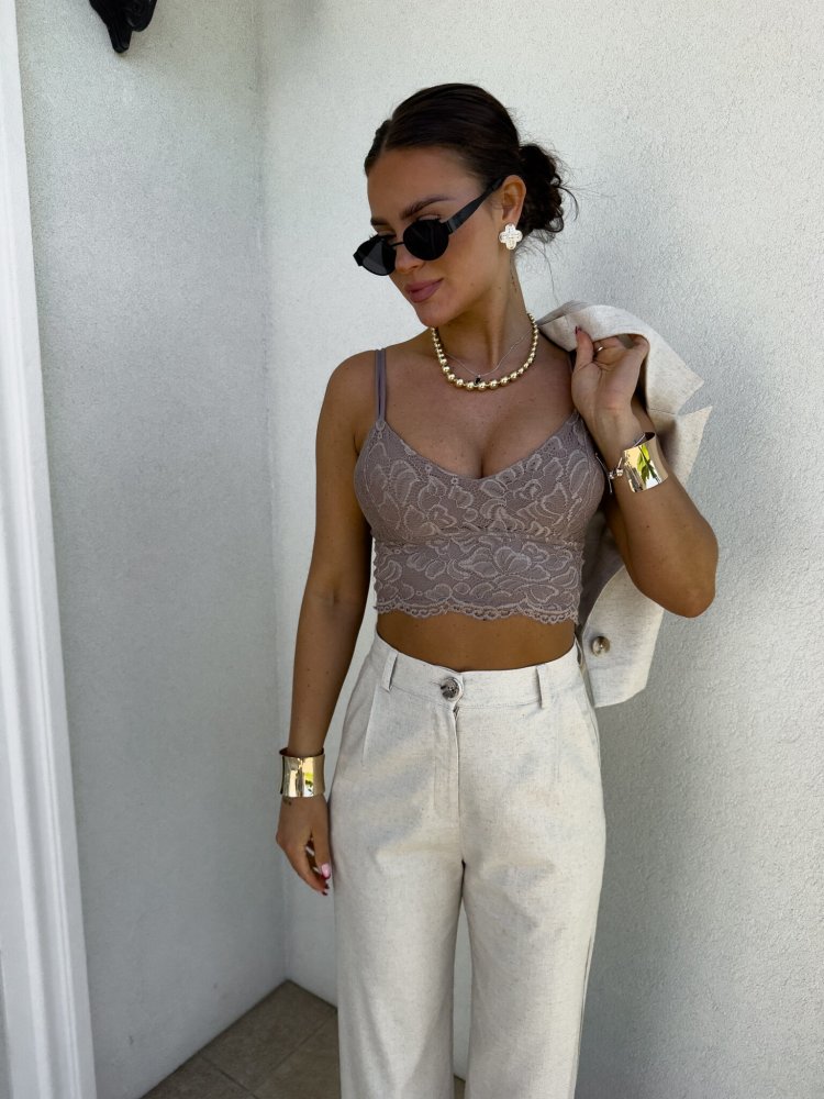 Top/gorset  KORONKOWY, mokka