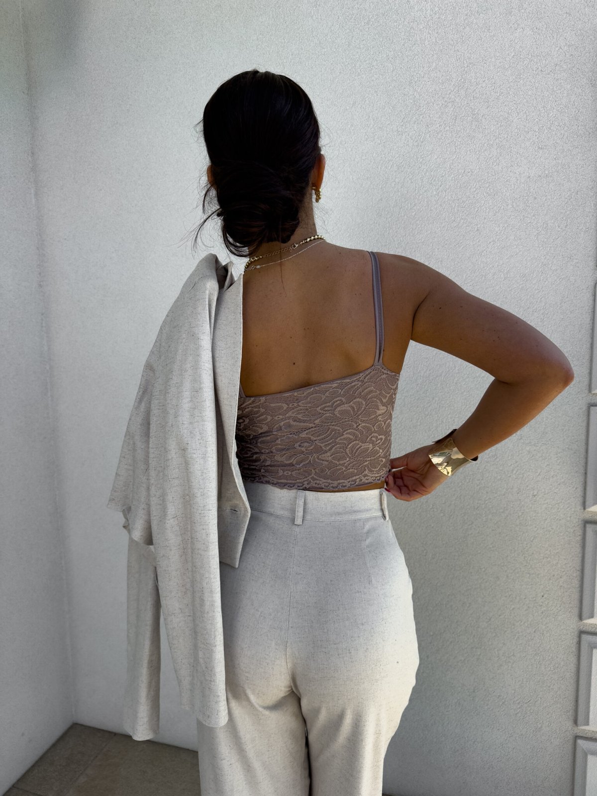 Top/gorset  KORONKOWY, mokka