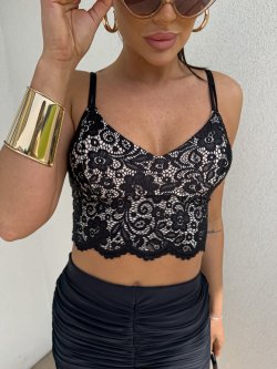 Top/gorset  KORONKOWY, czarny