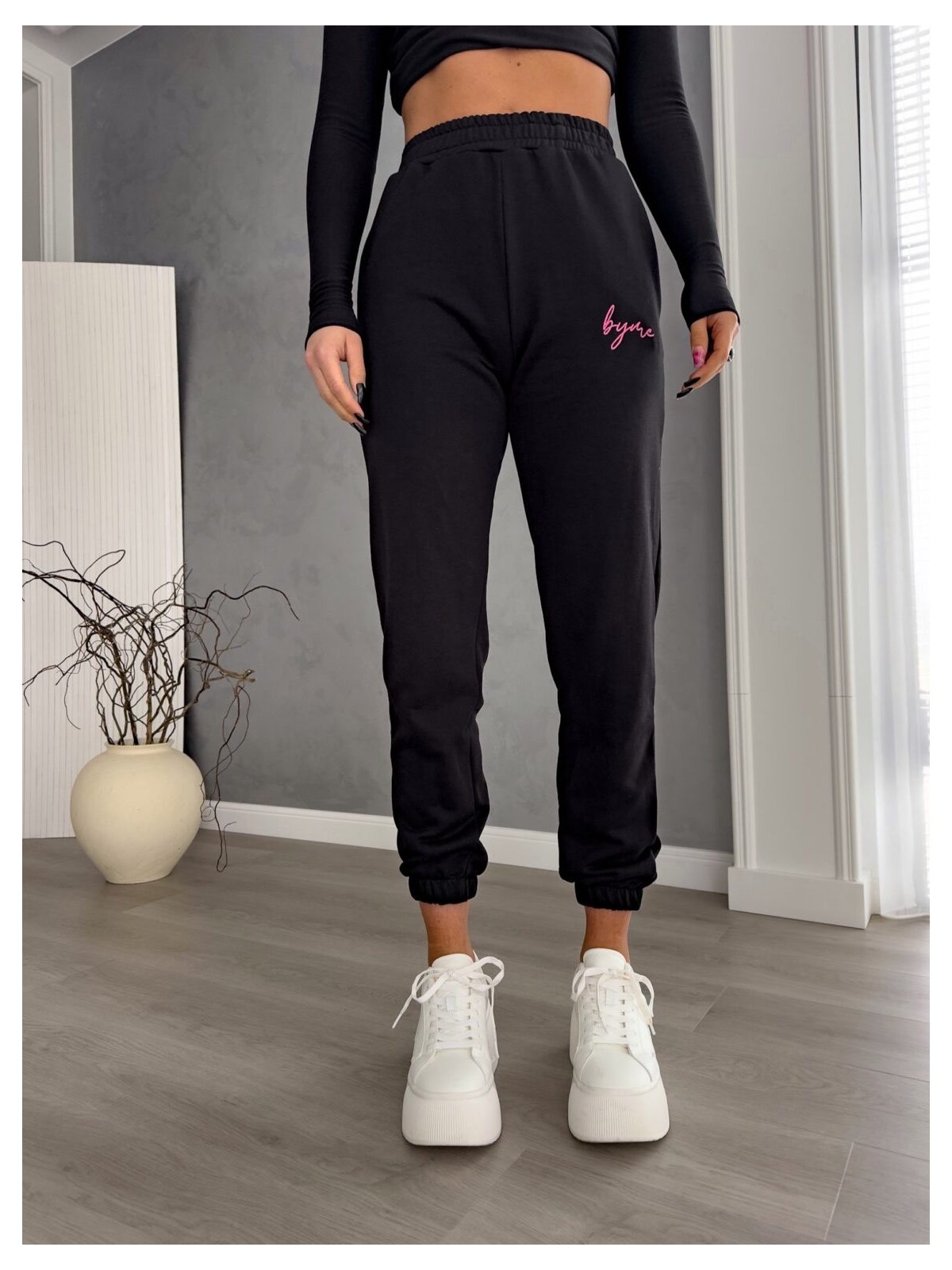 Spodnie dresowe PINK LOGO, czarne