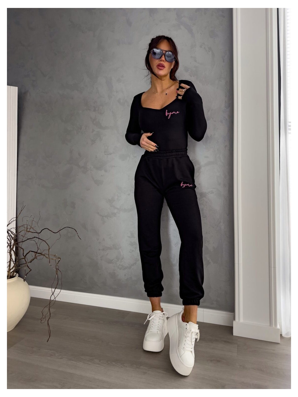 Spodnie dresowe PINK LOGO, czarne