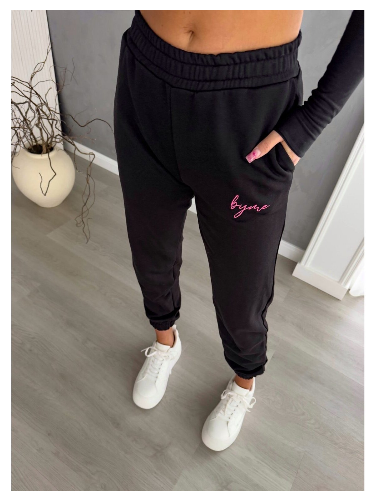 Spodnie dresowe PINK LOGO, czarne