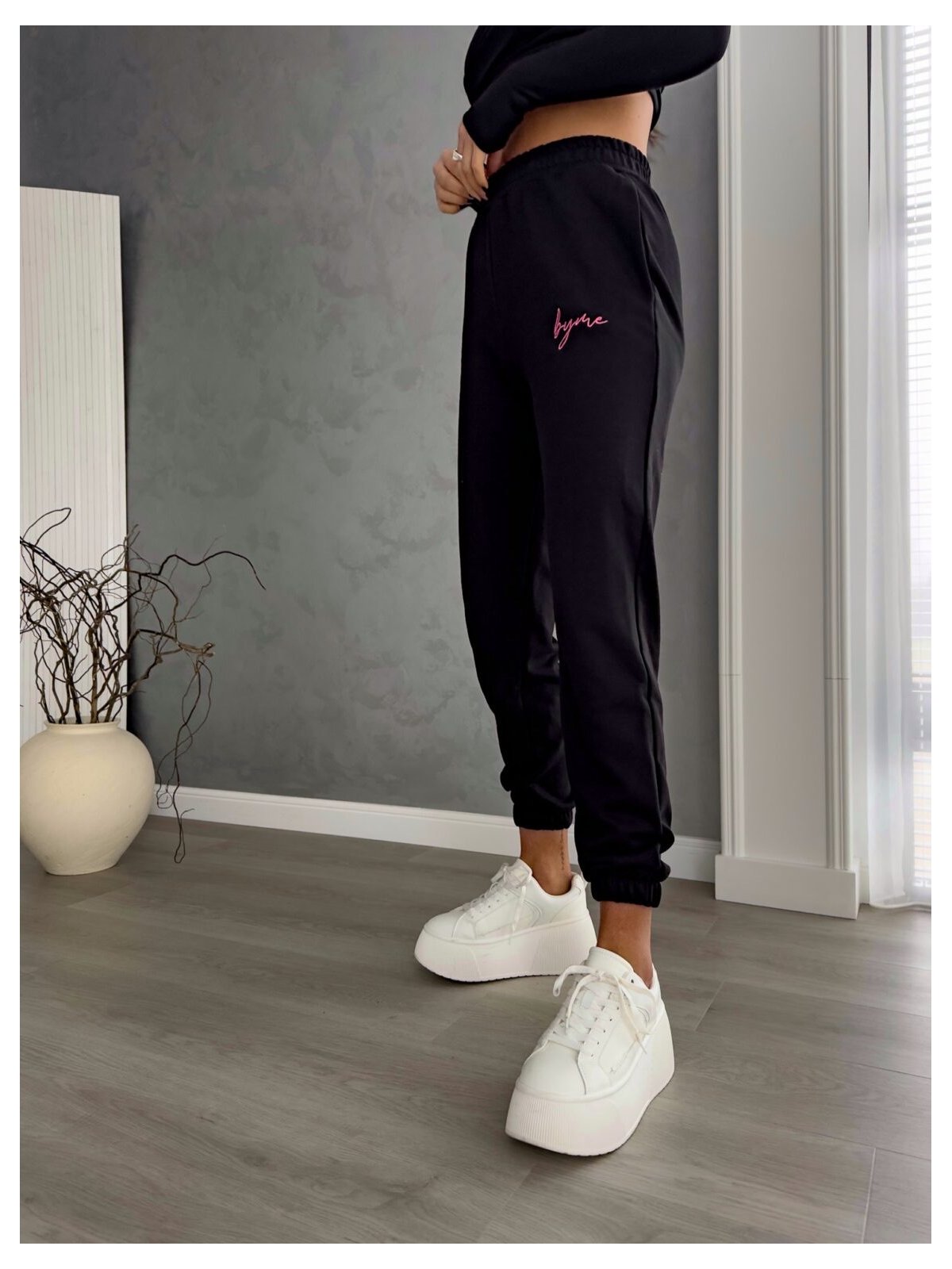 Spodnie dresowe PINK LOGO, czarne