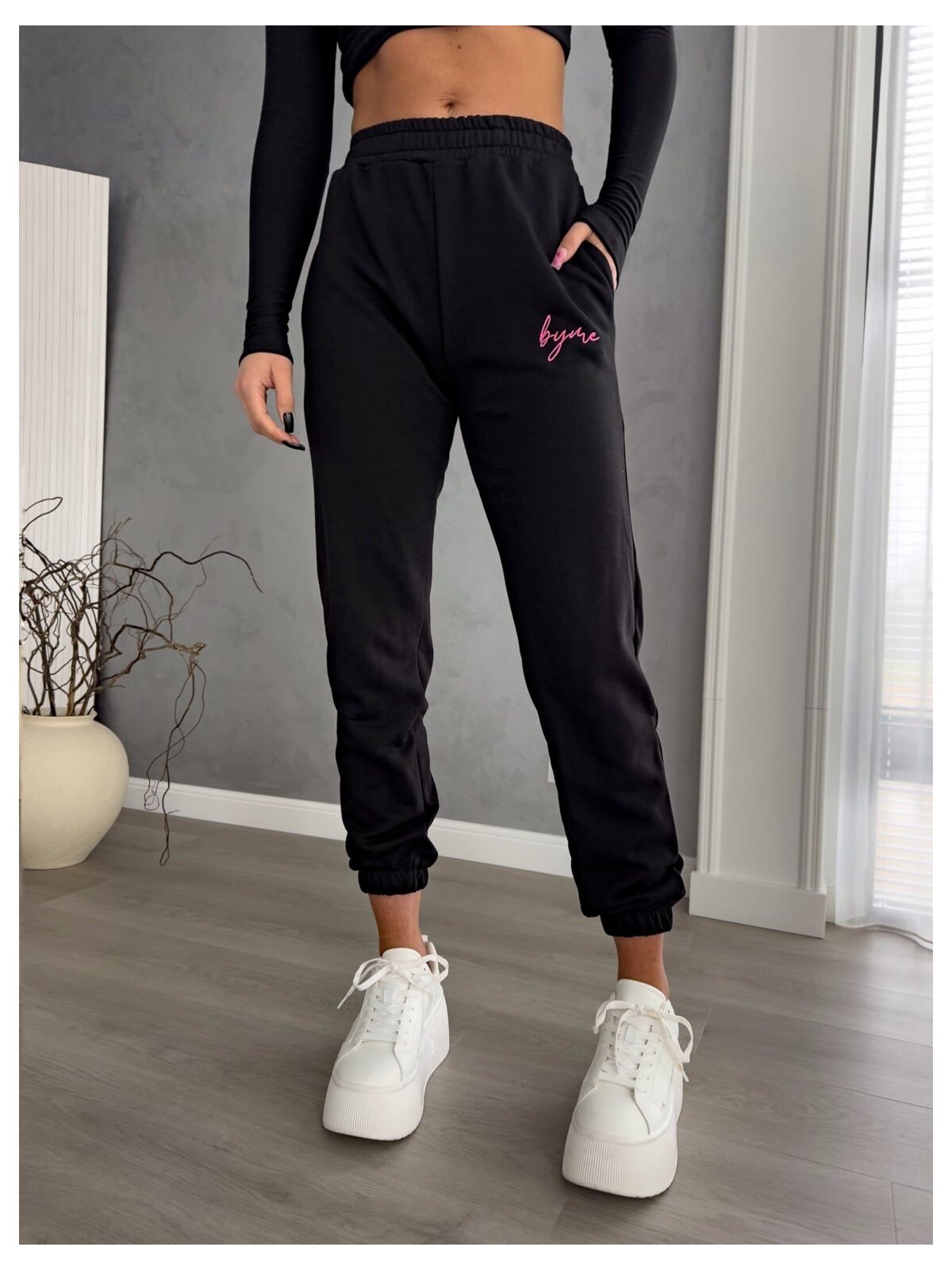 Spodnie dresowe PINK LOGO, czarne