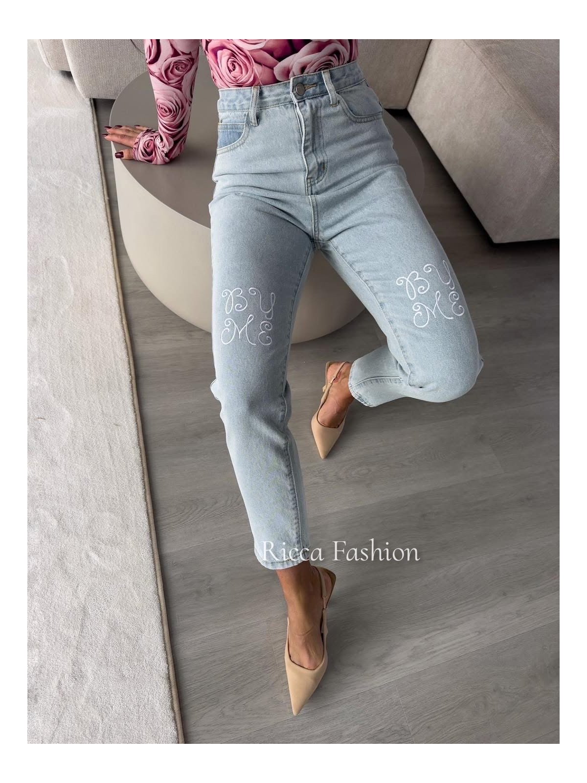 Spodnie mom fit LOWE, blue