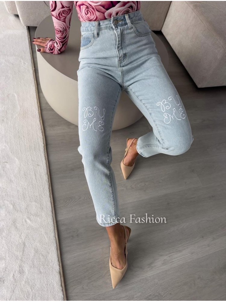 Spodnie mom fit LOWE, blue