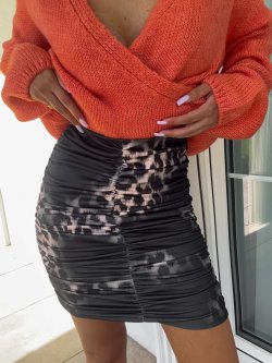 Spódniczka MARSZCZONA, gepard/czarna