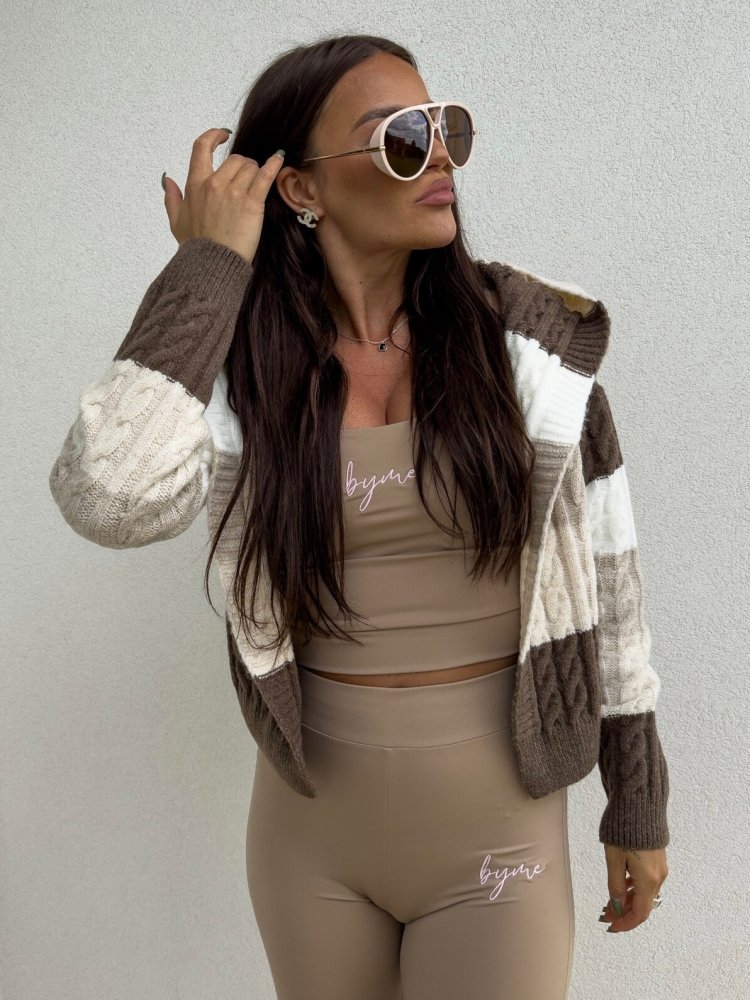 Sweter BOMBERKA KAPTUR, beż