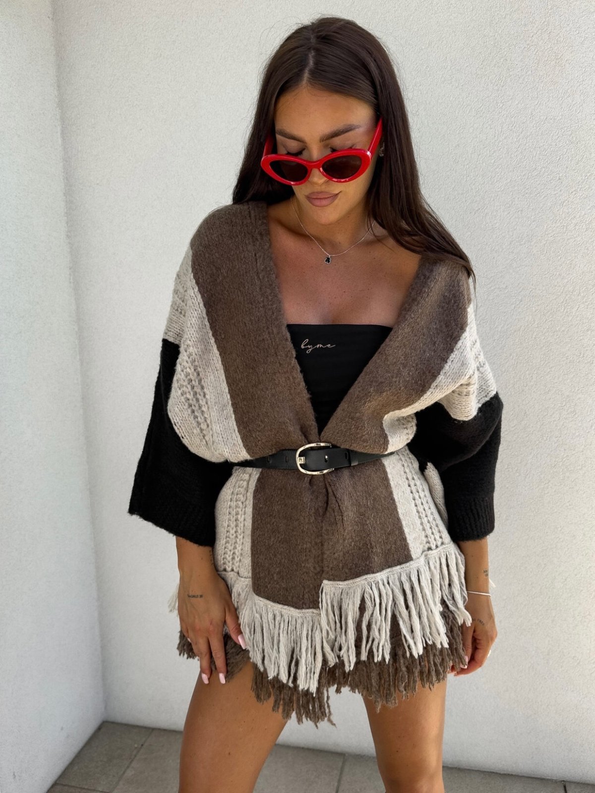 Kardigan ORIANA, czarny/beż