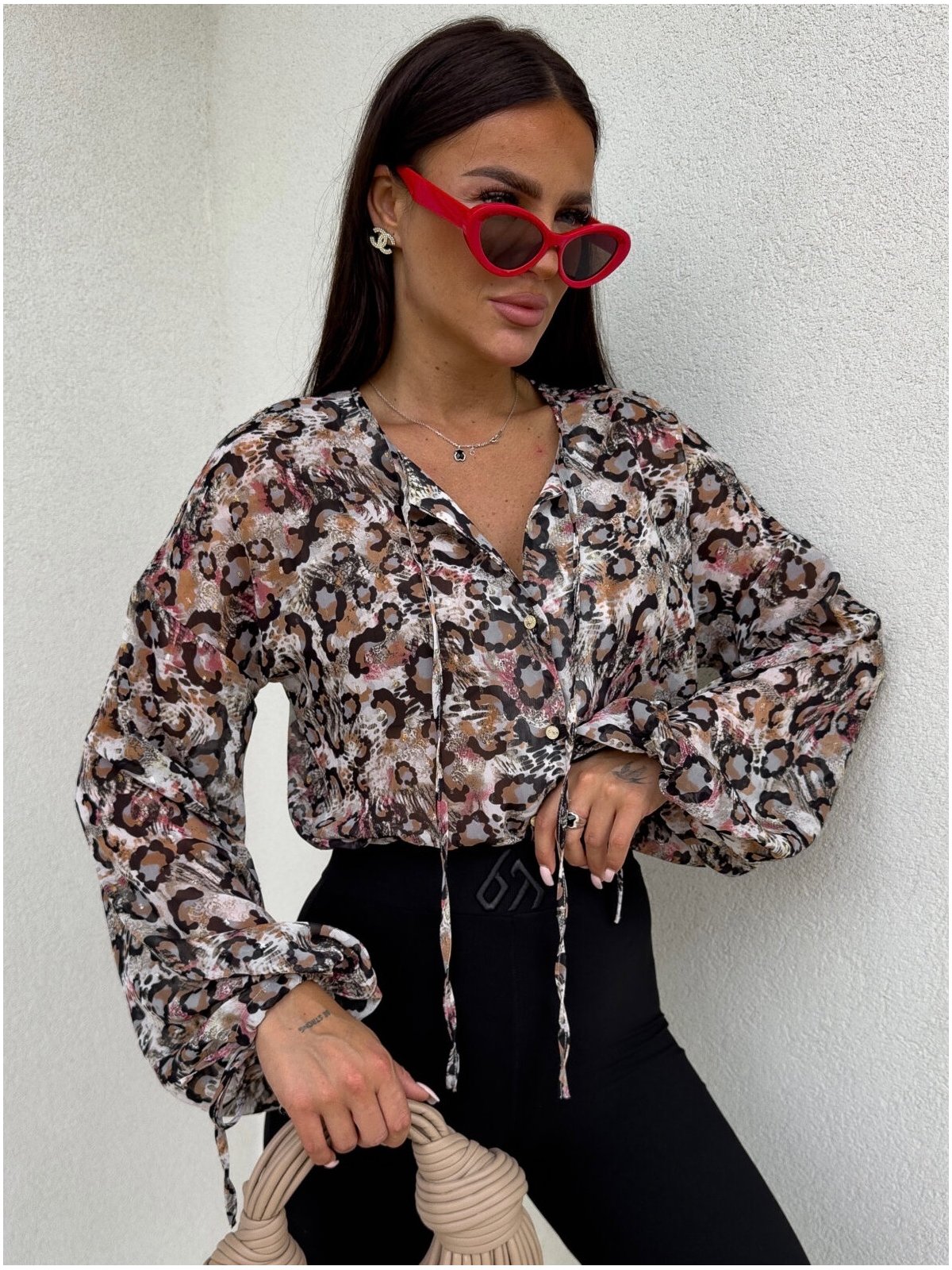 Bluzka z wiskozy BOHO, panterka