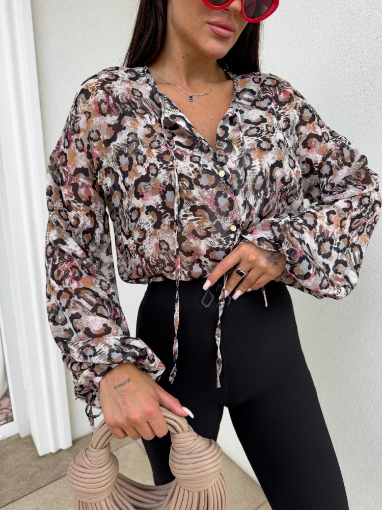 Bluzka z wiskozy BOHO, panterka