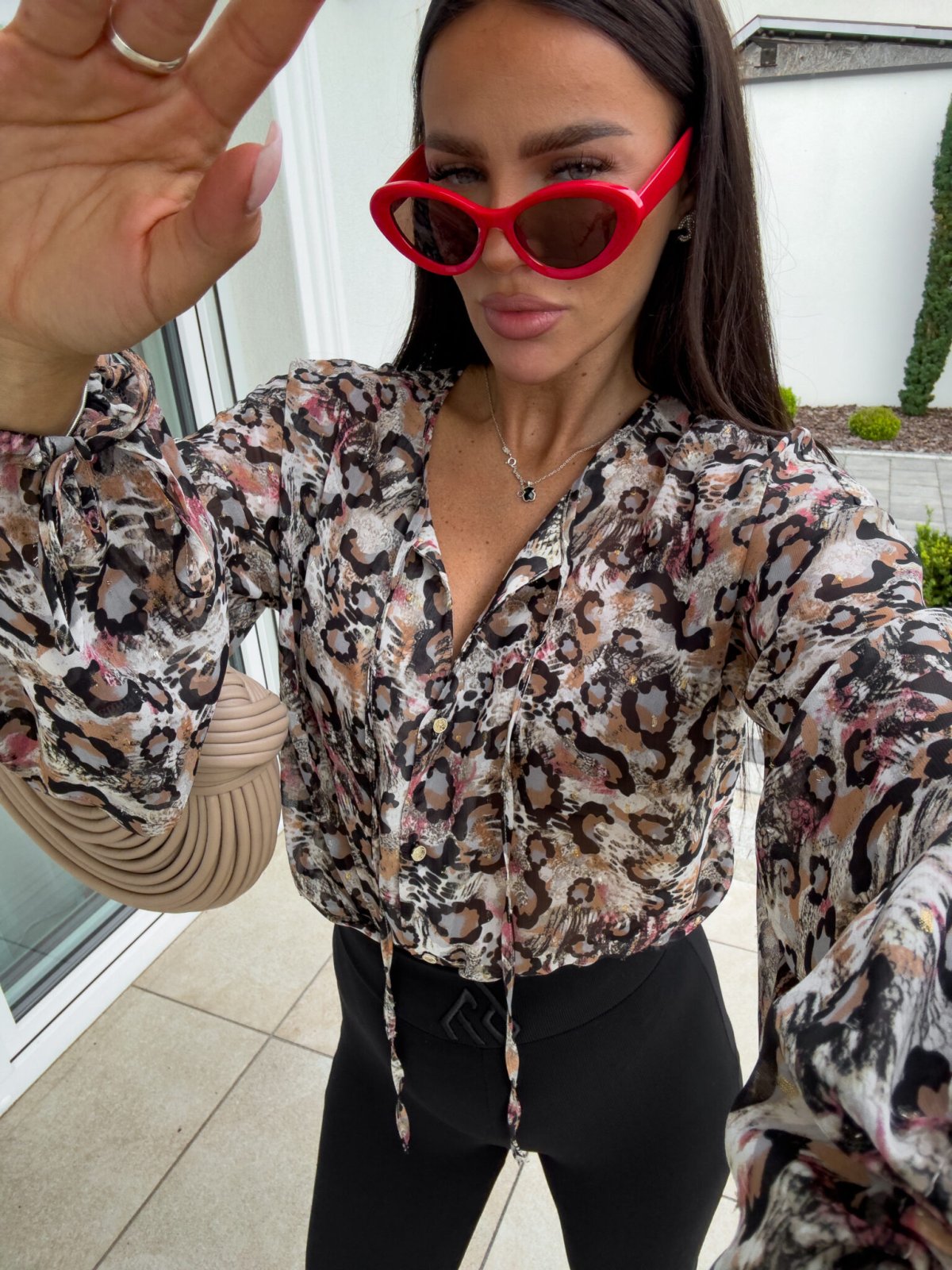 Bluzka z wiskozy BOHO, panterka