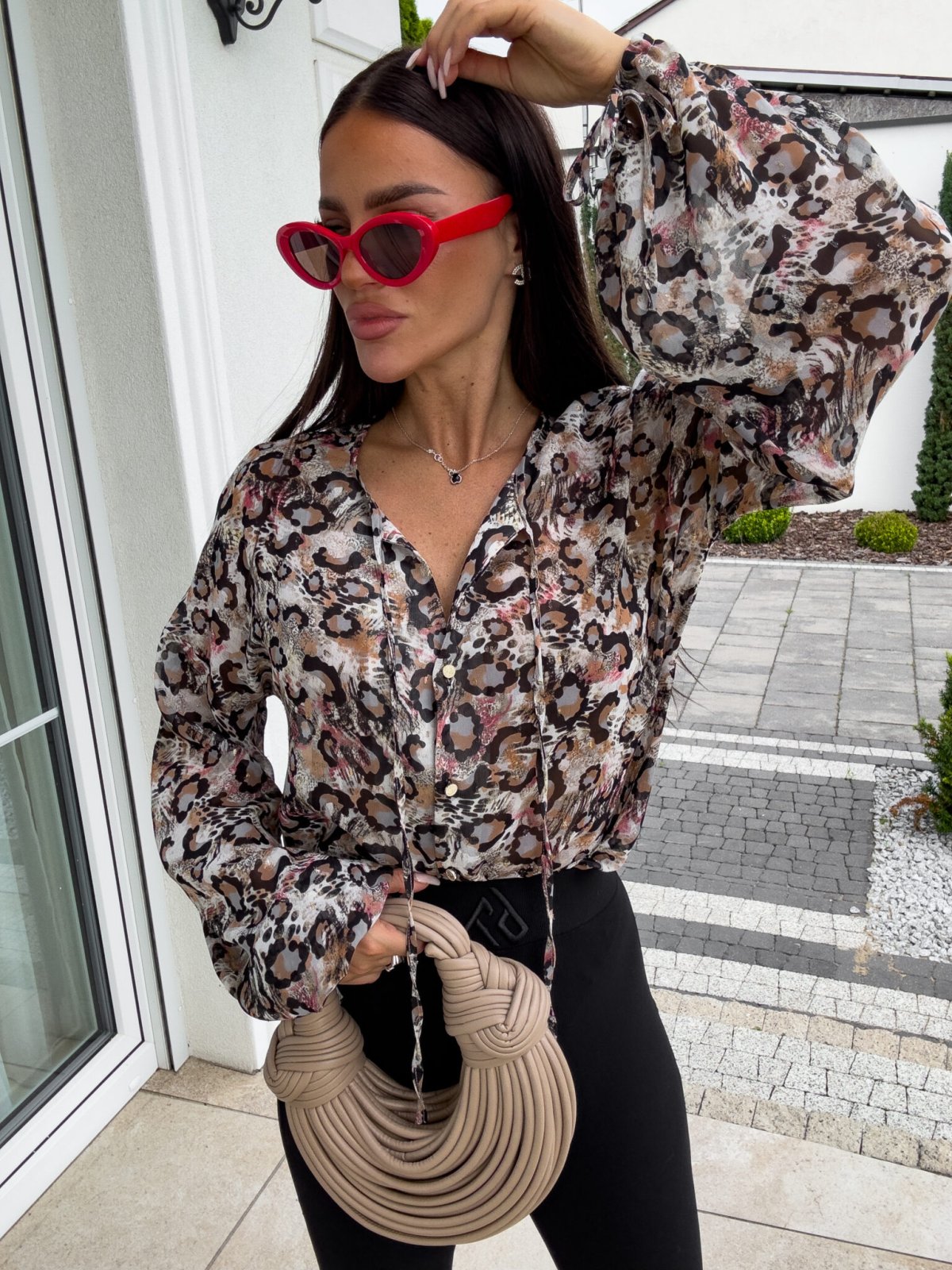 Bluzka z wiskozy BOHO, panterka