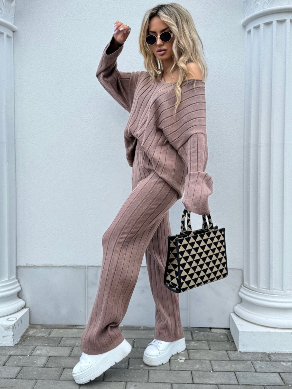 Komplet dzianinowy CANDICE, mocca