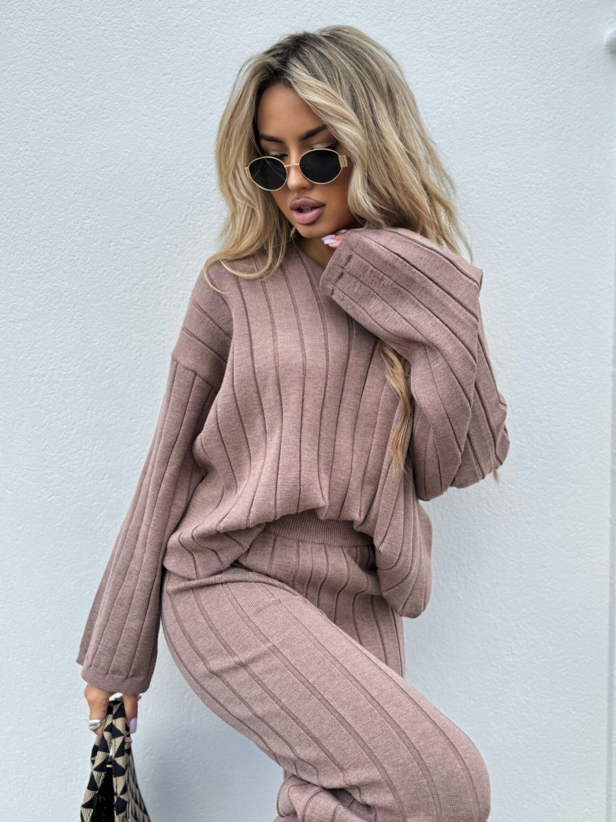 Komplet dzianinowy CANDICE, mocca