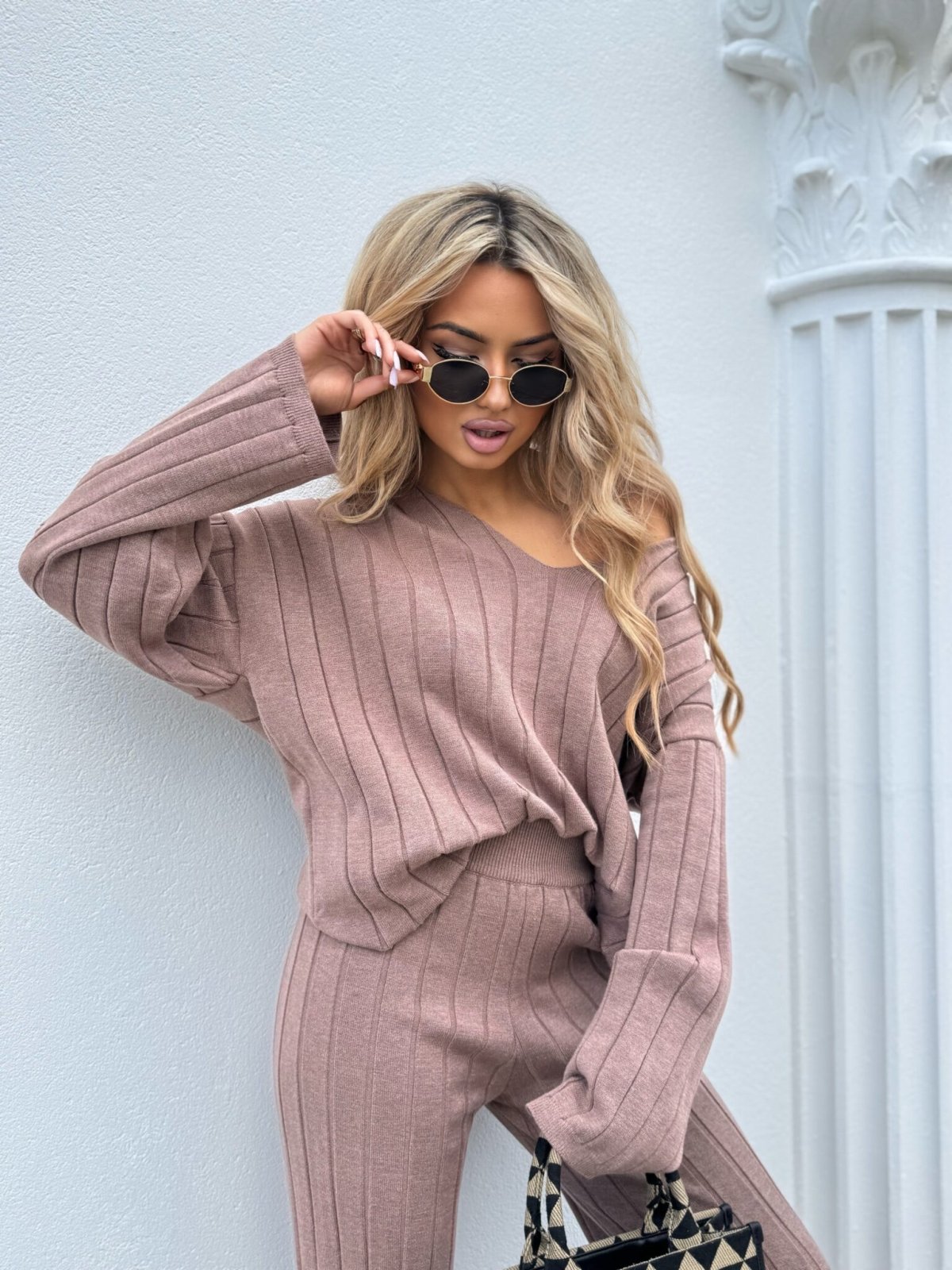 Komplet dzianinowy CANDICE, mocca