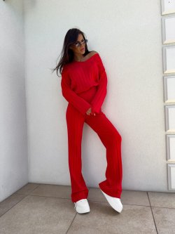 Komplet dzianinowy CANDICE, czerwony