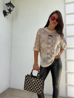 T-shirt MARMARIS II koronka sun, jasny beż