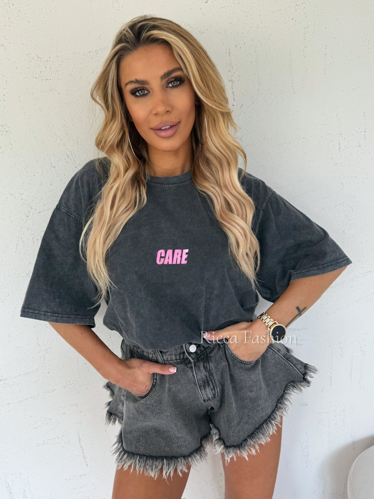 T-shirt  dekatyzowany CARE, dark gray