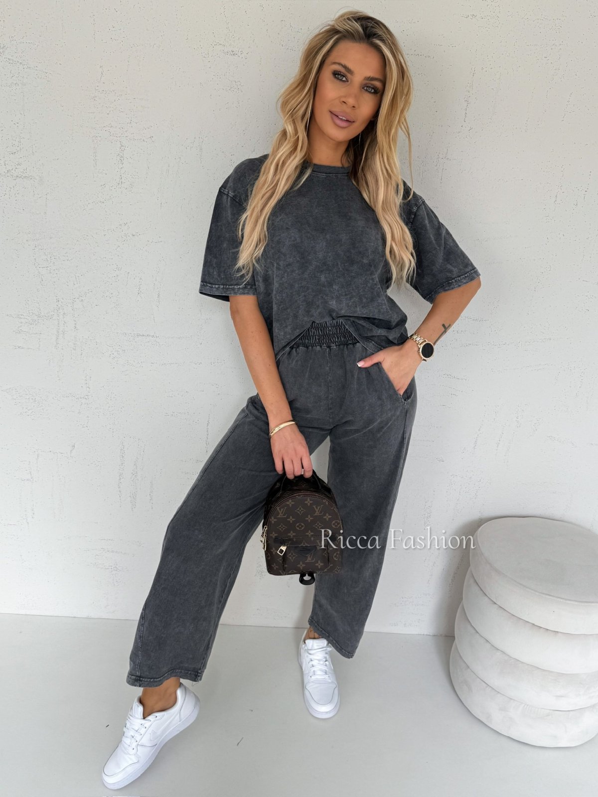 Komplet dekatyzowany POLLINA, dark gray