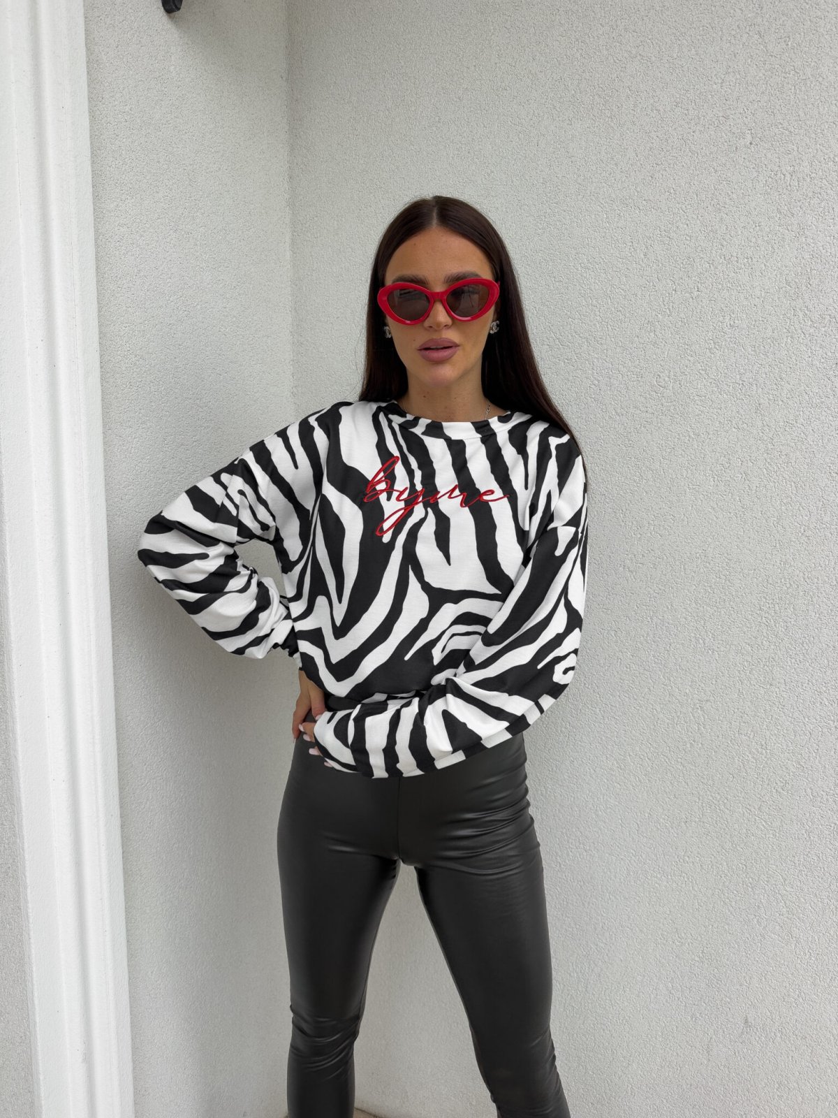 Bluza dresowa LOGO, zebra/biało-czarna