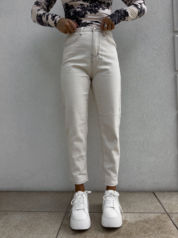 Spodnie mom fit BLESS, beż