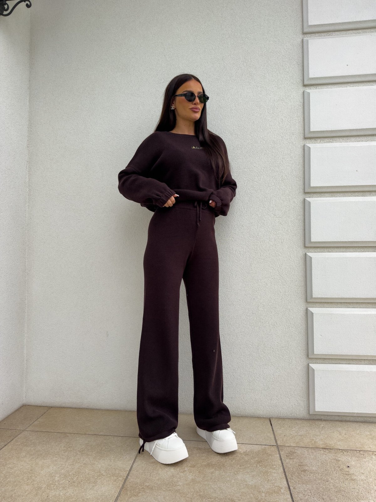 Komplet z kaszmirem CANVAS, czekolada