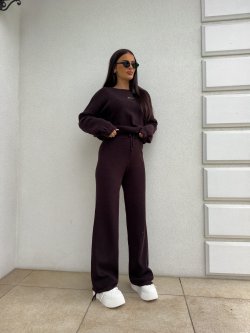 Komplet z kaszmirem CANVAS, czekolada