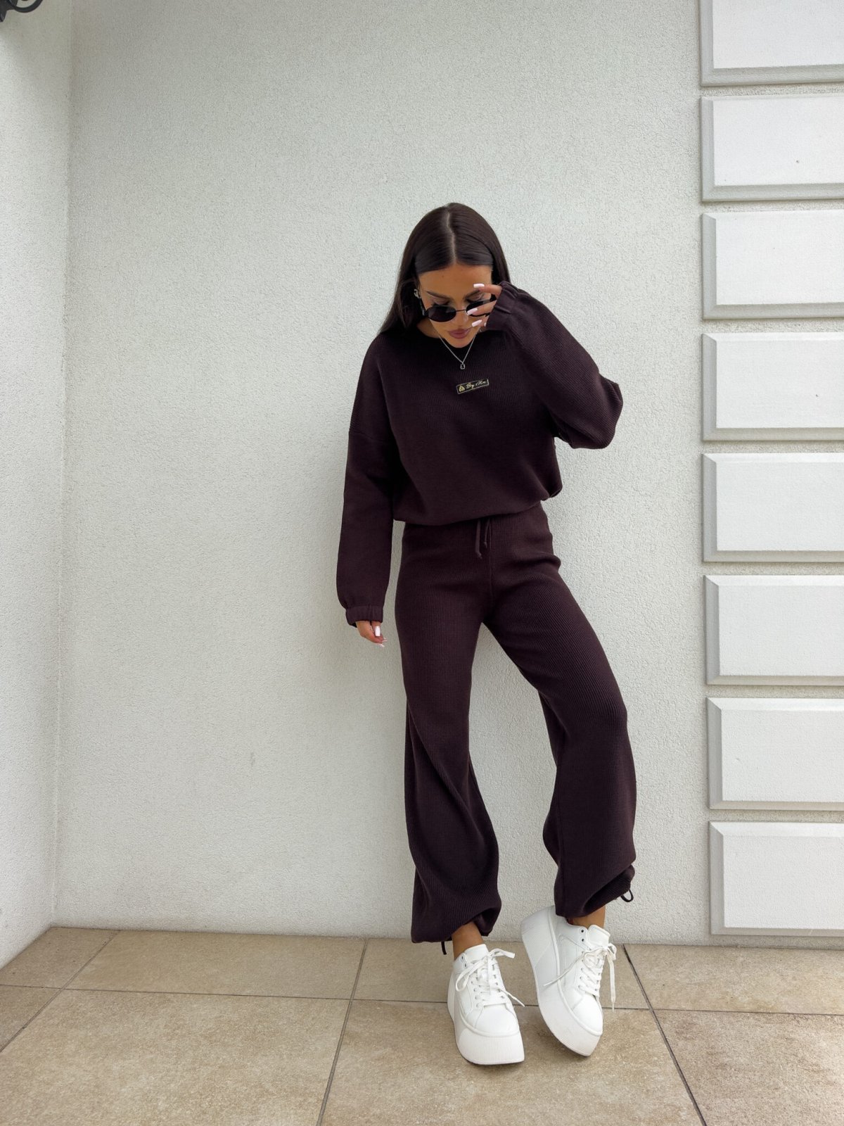 Komplet z kaszmirem CANVAS, czekolada