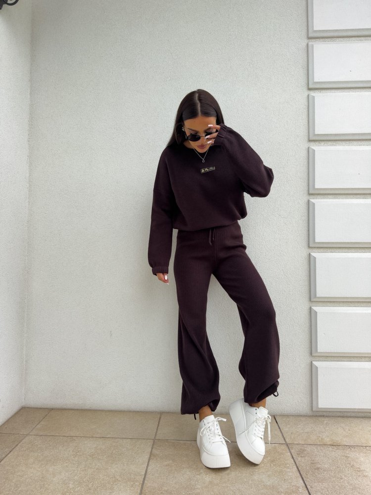 Komplet z kaszmirem CANVAS, czekolada