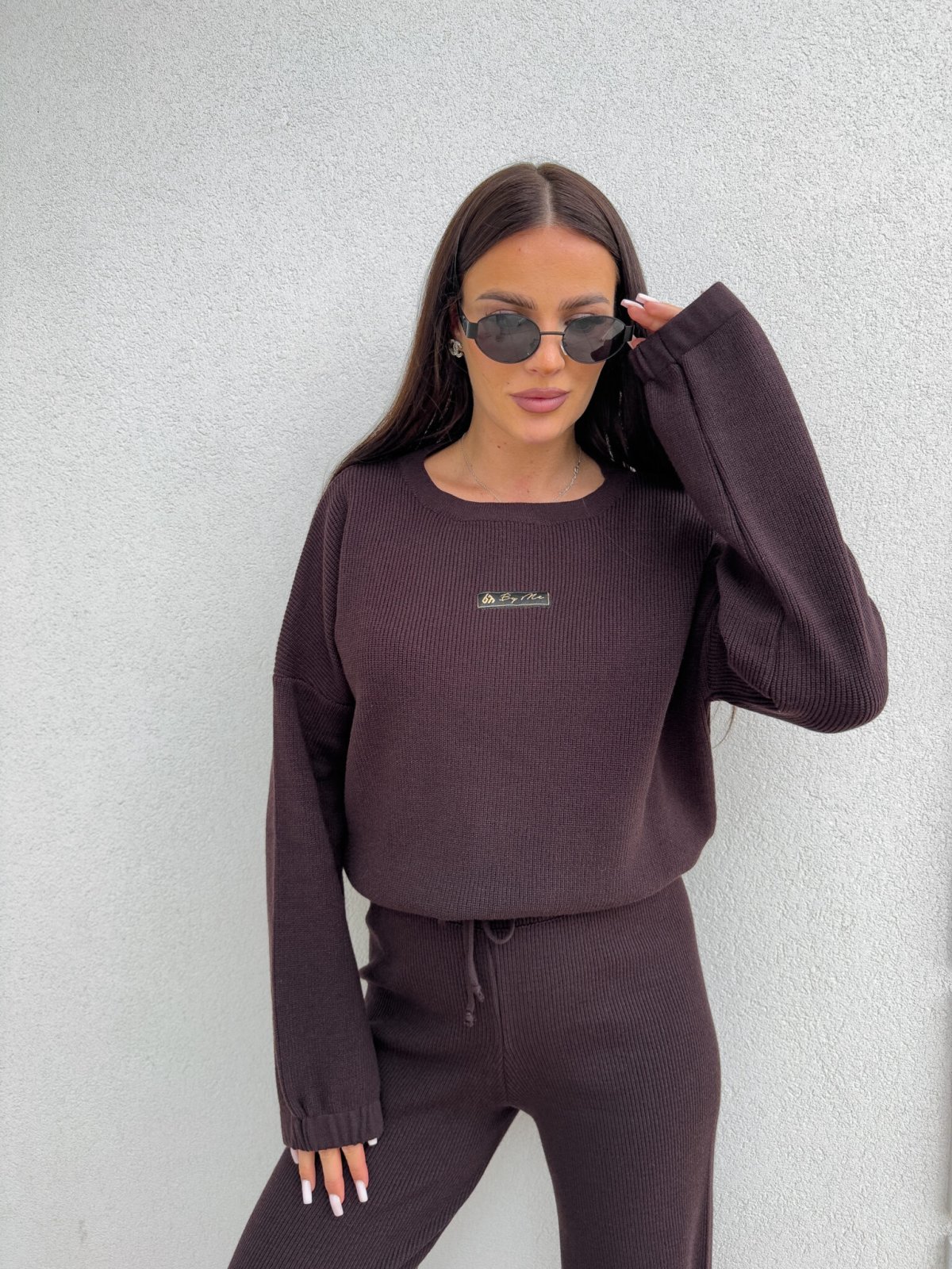 Komplet z kaszmirem CANVAS, czekolada