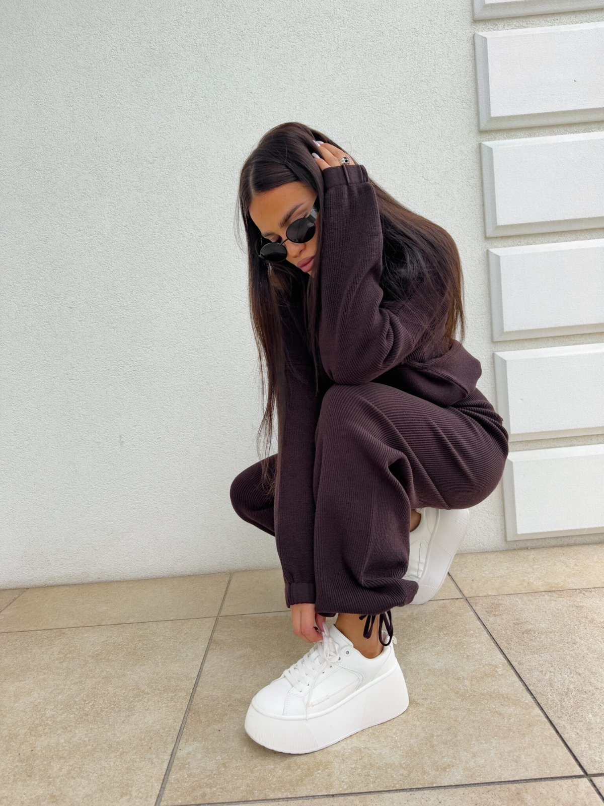 Komplet z kaszmirem CANVAS, czekolada