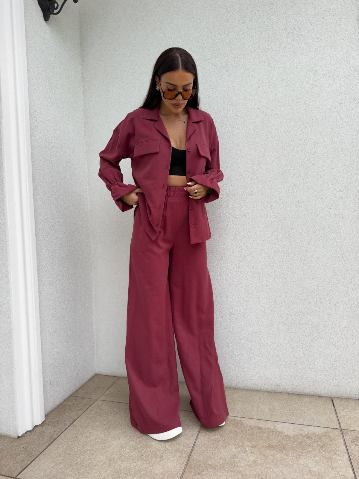 Spodnie z wiskozy SZWEDY, bordo