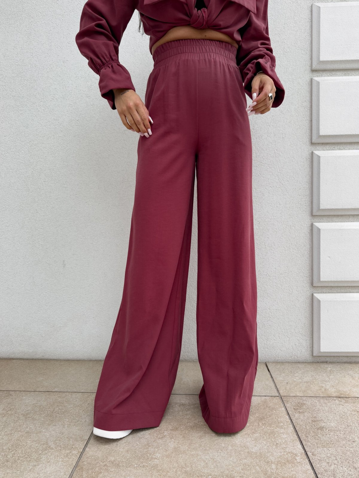 Spodnie z wiskozy SZWEDY, bordo