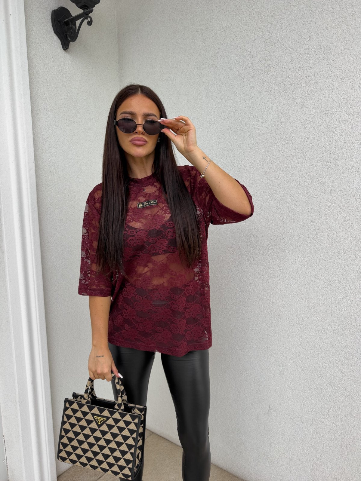 T-shirt MARMARIS II koronka new, bordo