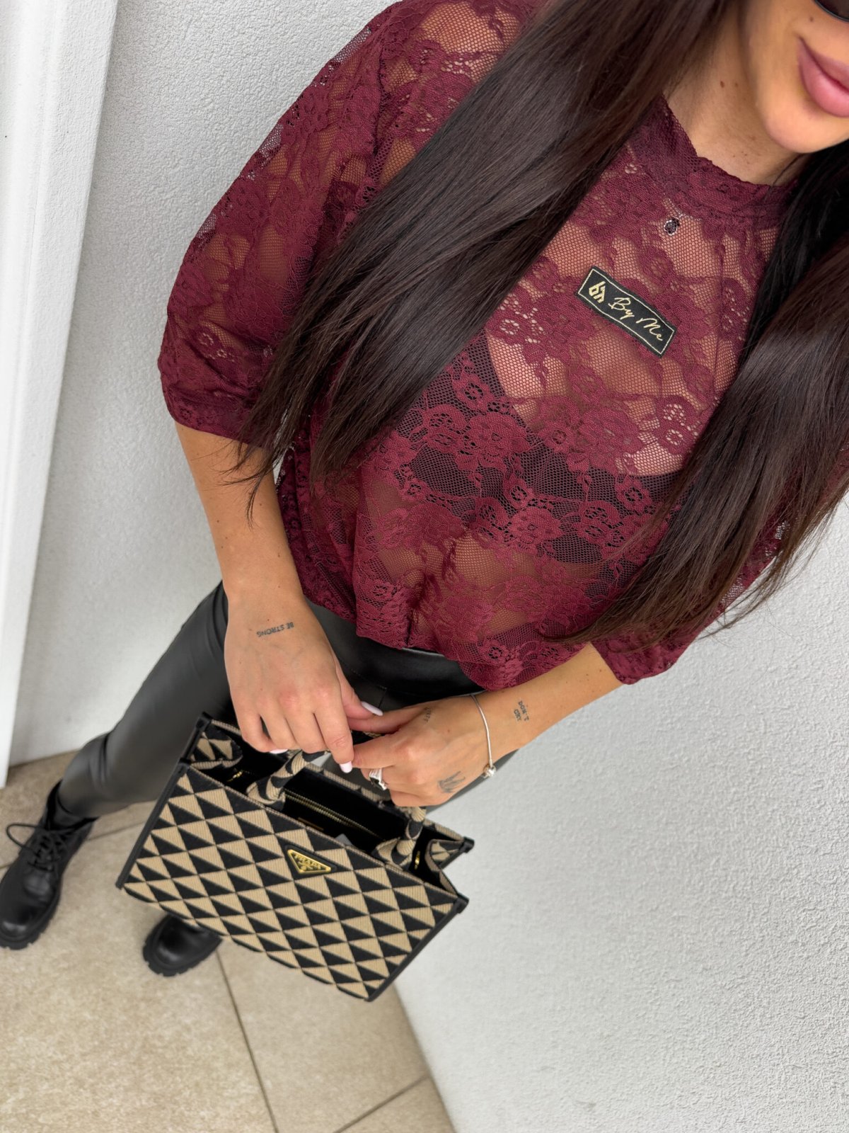 T-shirt MARMARIS II koronka new, bordo