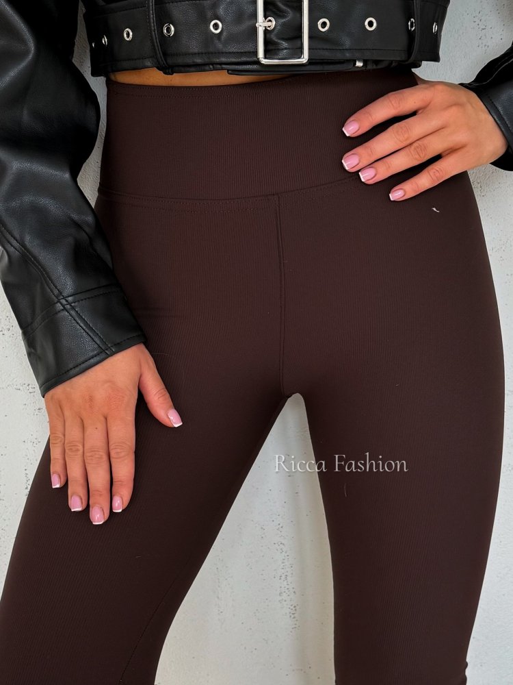 Legginsy prążkowane LOOP, chocolate