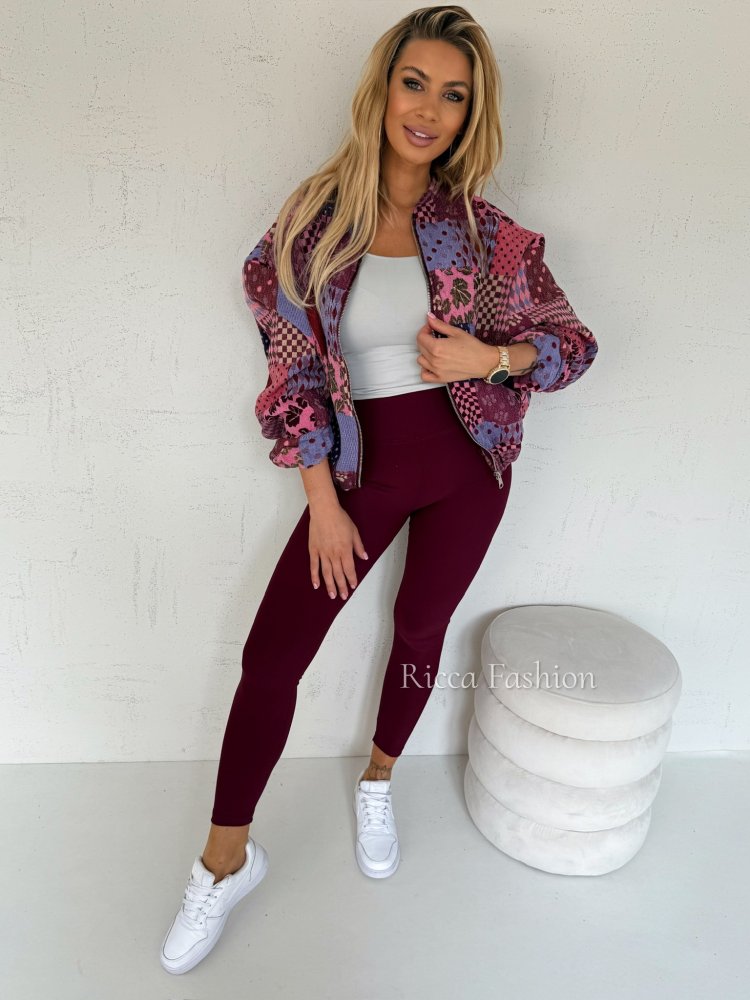 Legginsy prążkowane LOOP, bordo