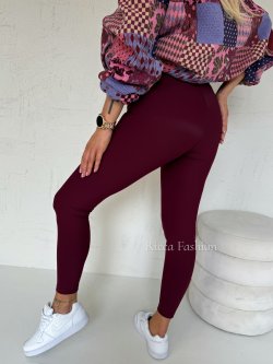 Legginsy prążkowane LOOP, bordo