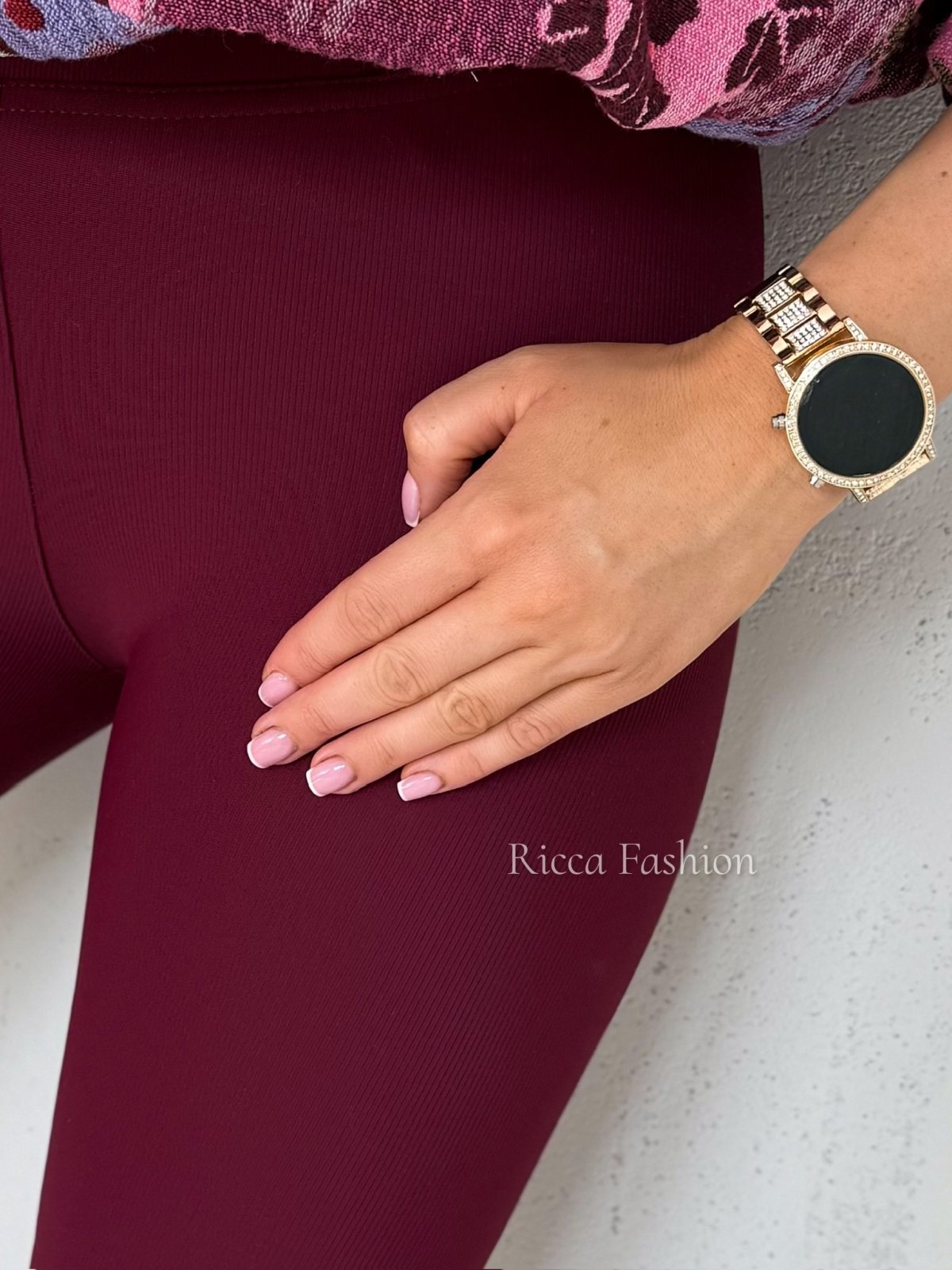 Legginsy prążkowane LOOP, bordo