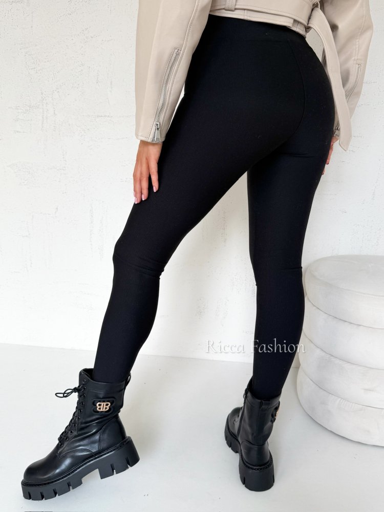 Legginsy prążkowane LOOP, black